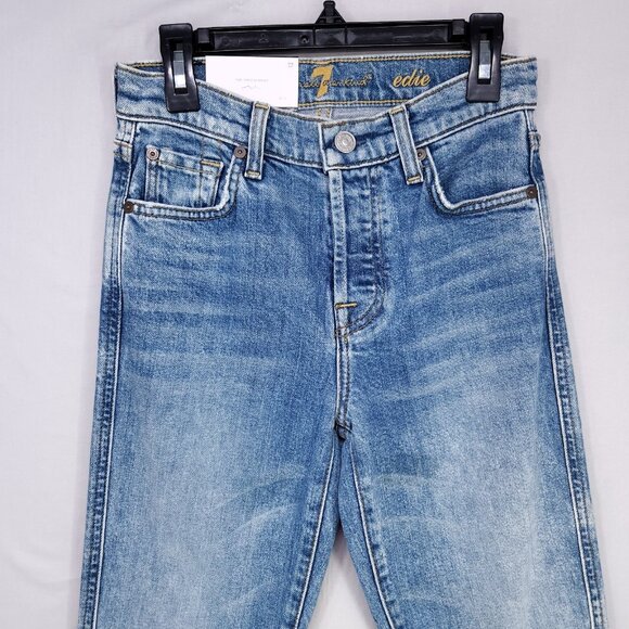 7 for All Mankind Edie Jeans Size 23 High Waist Crop Straight Leg Button Fly - Picture 3 of 16